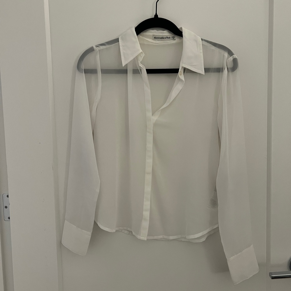 Abercrombie sheer cropped button up